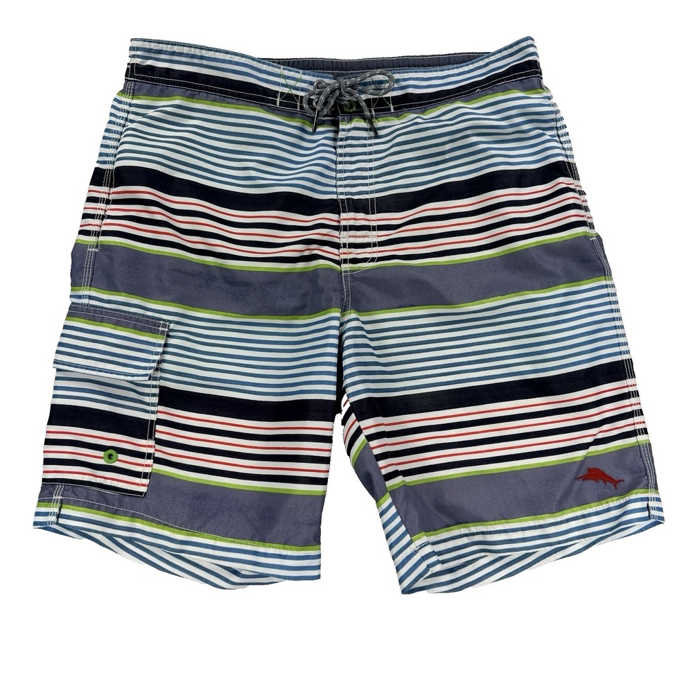 Mens Tommy Bahama Relax Board Shorts Swim Trunks Multicolor Striped Sz M Lined